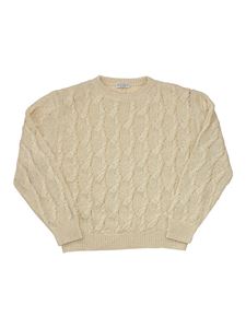 Brunello Cucinelli Kids - Sequins cable knit jumper in beige