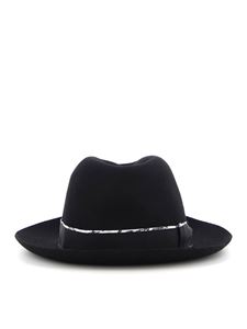 Borsalino - Patterned band felt hat in black