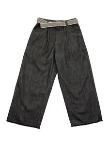 Brunello Cucinelli Kids - Wide leg cropped jeans in grey