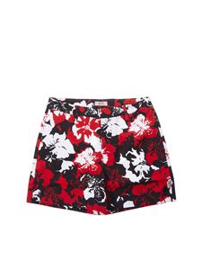 N°21 Kids - Floral patterned shorts in red and black