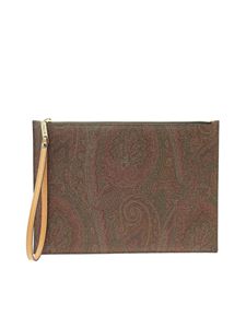 Etro - Paisley jacquard clutch bag in brown