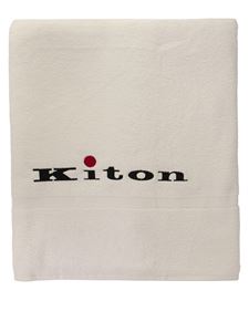 Kiton - Cotton beach towel with logo embroidery